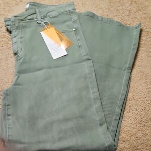 Risen Wide Leg Olive Green Jeans (D32)